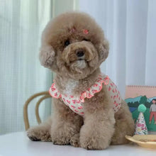 Cute Floral Pet Vest Dog Cat Flying Sleeve Fungus Curling Small Flower Teddy Bear Spring Summer Pet Clothes Supplies Dog Clothes