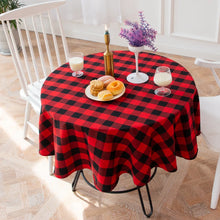 Christmas Decoration Round Tablecloth Plaid Table Cover for New Year Family Gathering Restaurant Party Dinner Xmas Home Decor