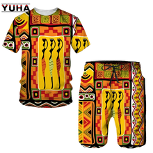 YUHA,Newest African Print Women's/Men's T-shirts Sets Africa Dashiki Men’s Tracksuit/Vintage Tops Sport And Leisure Summer Male