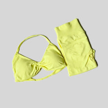 WAREBALL Gym Set Women 2 Piece Sets Halter Neck Tank Tops High Waist Scrunch Seamless Shorts Sport Suit Sportswear Workout Set
