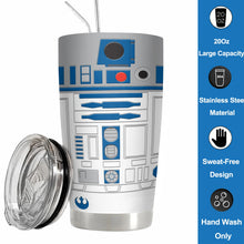 20Oz R2-D2 Robot Print Stainless Steel Vacuum Double Walled Insulated Tumbler with Straw and Lid Keep Cold Hot drink Car Cup