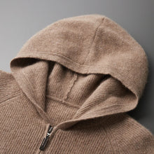 Autumn and Winter 100% Pure Cashmere Cardigan Men's Hoodie Zipper Thick Sweater Loose Plus Size Wool Knitted Sweater Coat