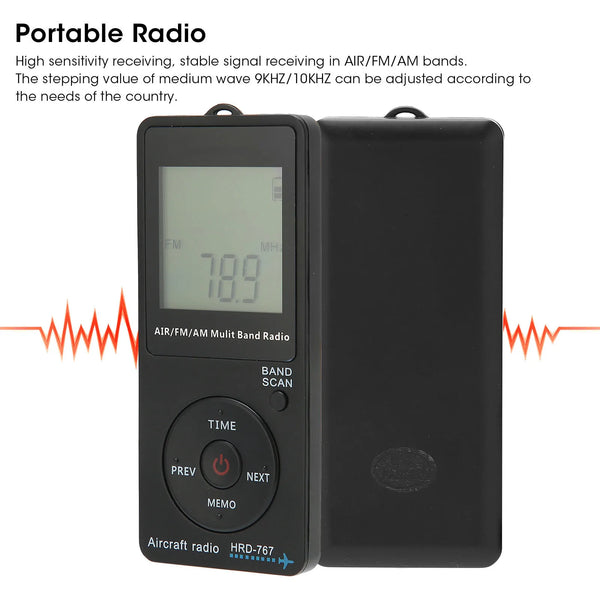 Aircraft Band Radio HRD‑767 Portable Radio Aircraft Band Automatic Power Off FM/AM/AIR Radio with Earphone Radio with Earphone