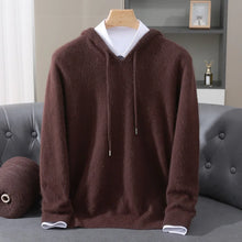 LHZSYY 100% Pure Mink Cashmere Hooded Sweater Men's Hooded Knitted Pullover Business Casual Loose Hoodie Autumn Bottoming Shirt
