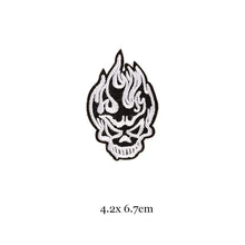 1pc Black White Biker Patches for Clothes Iron on Clothing Letter Appliques Skull Star Stripes Embroidered Sticker Round Badge