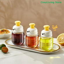 Press Type Seasoning Storage Bottle 100ml Cooking Oil Jar Glass Bottle Spice Metered Oil Control Bottle