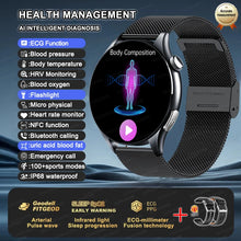 2025 New NFC+ECG+PPG Health Smart Watch BMI Fat Heart Rate Blood Pressure Watch 380mAh BT Call IP68 Waterproof Sports Bracelet