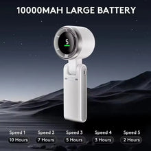10000mAh Mini Hanging Neck Outdoor 180 Degree Folding Desktop Mini Fan Handheld Folding High-speed Powerful Turbo Fan