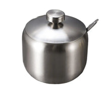 Useful Stainless Steel Sugar Bowl Gold Silver Large Capacity Seasoning Pot with Spoon Lid Durable Storage Jar Home