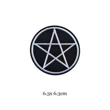 1pc Black White Biker Patches for Clothes Iron on Clothing Letter Appliques Skull Star Stripes Embroidered Sticker Round Badge