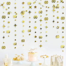 Gold 45th 40th 50th Happy Birthday Paper Banner Decoration Hanging Birthday Number Circle Twinkle Star Garland Streamer Backdrop