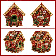 Christmas DIY Pearl Art Craft Kit Wooden Gingerbread House Shape Diamond Bead Painting Ornament  Xmas DIY Handcraft Kit Decor
