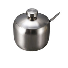 Useful Stainless Steel Sugar Bowl Gold Silver Large Capacity Seasoning Pot with Spoon Lid Durable Storage Jar Home