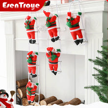 Christmas Decoration Santa Claus Climbing on Rope Ladder Ornament Xmas Tree Decor Home Door Wall Hanging Indoor Outdoor Kid Gift