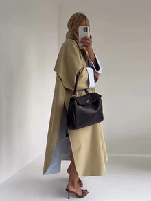 Lapel Collar Multi Button Long Trench Coat  Double Breasted  2026 Autumn Elegant Women Outerwear Commute Classic Lady Overcoat