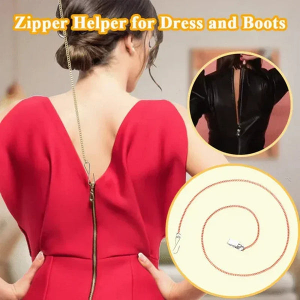 Ayuda para cremalleras de vestidos y botas, herramienta auxiliar para subir cremalleras con gancho, cadena fina para botones, accesorio para cremalleras de prendas