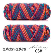 2 PCs Colorful 5-strand Dyed Milk Cotton Baby Sweater Yarn Self Woven Scarf Medium Thick Handmade DIY Woven Crochet Material Bag