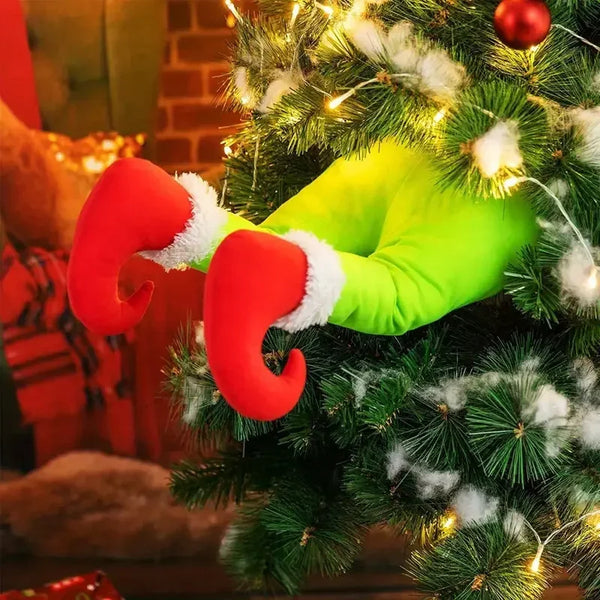 Decoración de árbol de Navidad, adorno de felpa para puerta, decoración de piernas de elfo de Papá Noel, adornos colgantes para el hogar, regalo sorpresa para niños, artículos de decoración
