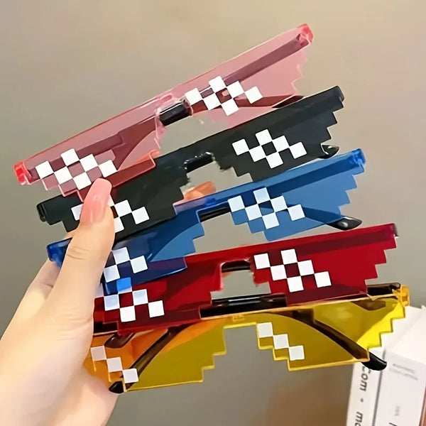 1pc Personalized Mosaic Pixel Party Glasses 2D Anime Funny Design Durable Plastic Photo Props Playful Celebratory Accessories