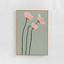 Chic Poppy Flower Canvas Print -Sage Green & Pink, Floral Wall Art for Living Room, Bedroom, Dorm Decor, Perfect for Room Decor
