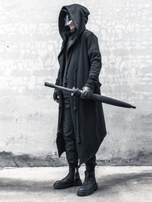 ARENS Men's Tide Spring Autumn Darkwear Warrior Large Size Windbreaker Gothic Style Long Coat Punk Cloak Hooded Wizard