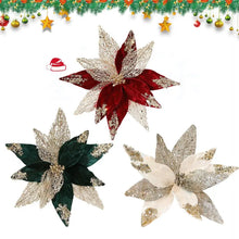 Christmas Flowers Decoration High-gloss Sequins Christmas Tree Ornaments Glittery For Xmas New Year Wedding Party Wreath Decor