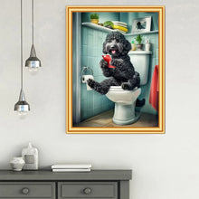 Dog Diamond Painting Cat Toilet Cartoon Diamond Mosaic Animal Full Round/Square Drill Embroidery Funny Bathroom Wall Decor Art