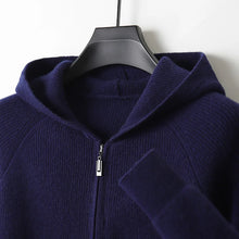 Autumn and Winter 100% Pure Cashmere Cardigan Men's Hoodie Zipper Thick Sweater Loose Plus Size Wool Knitted Sweater Coat