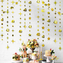 Gold 45th 40th 50th Happy Birthday Paper Banner Decoration Hanging Birthday Number Circle Twinkle Star Garland Streamer Backdrop