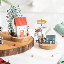 Christmas Collectible Buildings & Accessorie Figurine Ornaments Winter Wooden House Tabletop Scenes Holiday Tabletop Home Decor