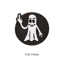 1pc Black White Biker Patches for Clothes Iron on Clothing Letter Appliques Skull Star Stripes Embroidered Sticker Round Badge