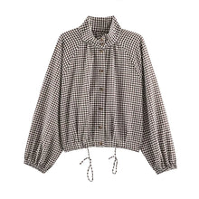 Plaid Short Trench Coat Women Lapel Collar Double Breasted Belted Waist Long Sleeve Loose Jacket 2026 Autumn Casual Chic Coats