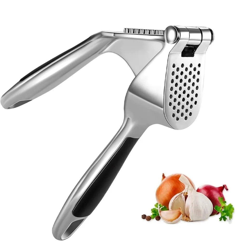 Hand Press Garlic Crusher Easy To Squeeze and Clean Soft and Easy To Squeeze Handle Zinc Alloy Garlic Chopper and Crusher