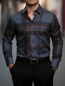 Navy Blue Sailing Shirt Anchor Pattern Casual Shirt Men Novelty Long Sleeve Flower Pattern Costume Hawaii