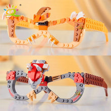 HUIQIBAO Dinosaur Building Blocks Glasses Baseplate Frame Friends Police City DIY Toys Glasses Bricks Kid Christmas Gift Party