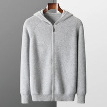 Autumn and Winter 100% Pure Cashmere Cardigan Men's Hoodie Zipper Thick Sweater Loose Plus Size Wool Knitted Sweater Coat