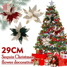 Christmas Flowers Decoration High-gloss Sequins Christmas Tree Ornaments Glittery For Xmas New Year Wedding Party Wreath Decor