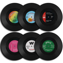 Retro Vinyl Record Coasters, Set of 6 Colorful Drink Coasters for Coffee Tables