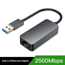 Type C To RJ45 Ethernet Adapter 2500Mbps USB 3.0 RJ45 Network Card 100/1000/2500Mbps Lan Internet Cable For MacBook Laptop PC
