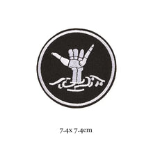 1pc Black White Biker Patches for Clothes Iron on Clothing Letter Appliques Skull Star Stripes Embroidered Sticker Round Badge