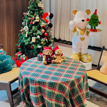 Christmas Decoration Round Tablecloth Plaid Table Cover for New Year Family Gathering Restaurant Party Dinner Xmas Home Decor