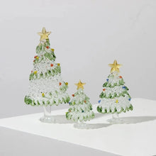 Home Decor Crystal Christmas Tree Handcrafted Glass Brushed Glass Snowman Figurines Table Ornaments Crafts Christmas Decoration