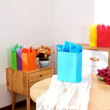 6 Pieces Colorful Gift Bags with Handles Candy Color Kraft Paper Bags for Wedding, Birthday, Party Supplies and Gifts