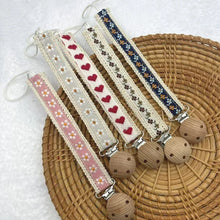 Cadena de madera para chupete de bebé con estampado de flores, soporte para chupete, protector, colgante para dentición, accesorios para bebé