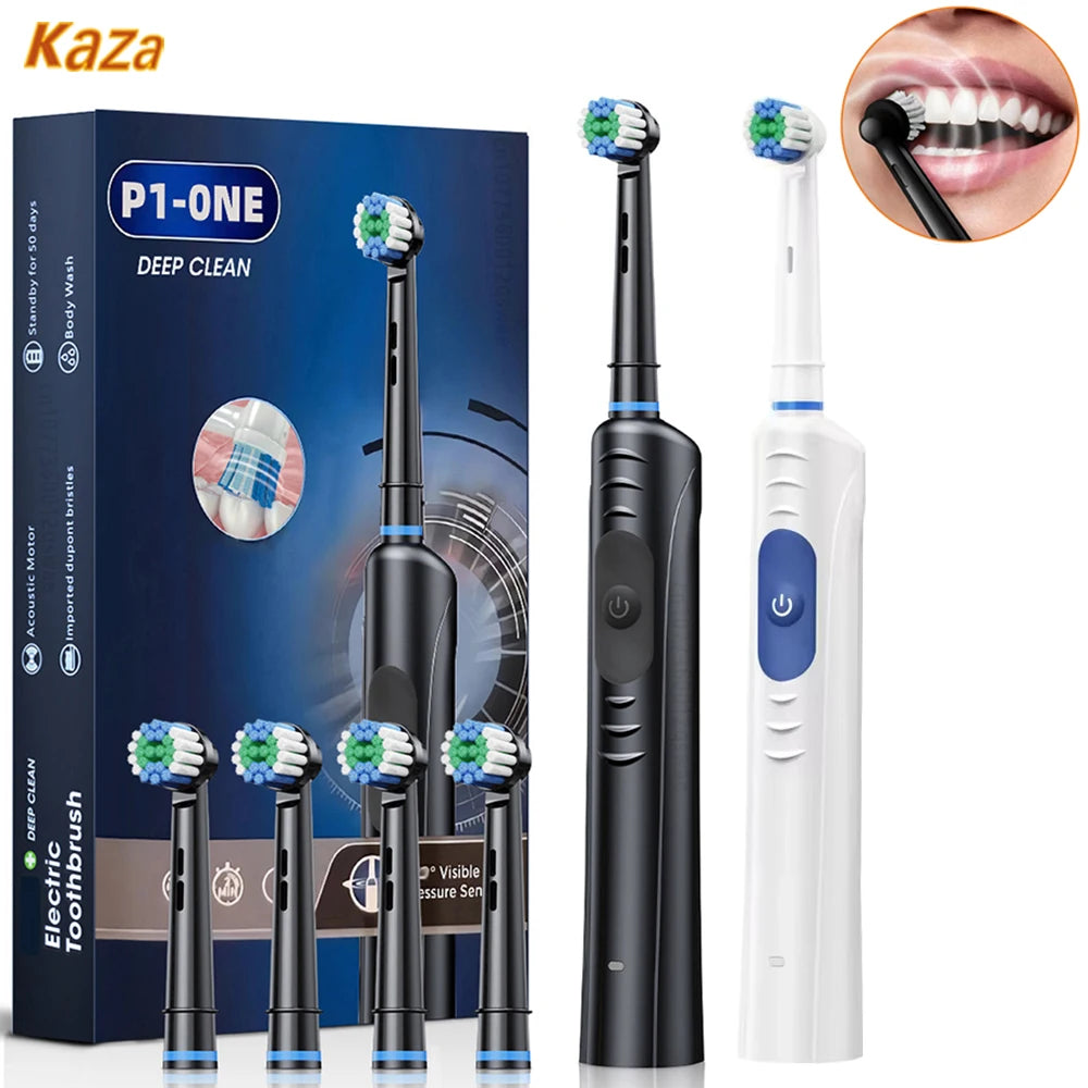 Rotating Electric Toothbrush 3 Modes USB Fast Rechargeable Rotary Electric Toothbrush with Timer Travel Case and 8 Brush Heads
