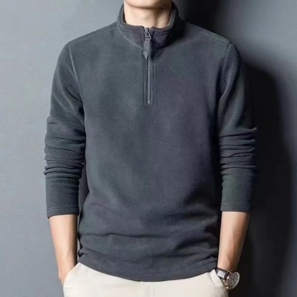 Sudadera de lana de cordero para hombre, polo cálido de otoño e invierno, cuello alto, media cremallera, manga larga, moda versátil, camisetas y tops para hombre
