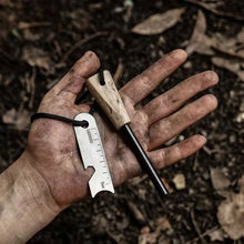 New Wilderness Survival Portable Flint Kit - Magnesium Fire Starter Stick with Wooden Handle for Camping Outdoor Equipment Tool
