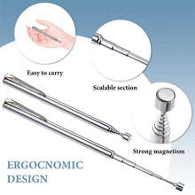 Extendable Pickup Rod Stick Portable Rotatable Silver Magnetic Pickup with Retractable Pen Clip Magnet Suction Rod Hand Tools