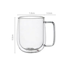 Taza de vidrio de borosilicato de alta resistencia al calor de 150-350 ml, vaso de doble pared para café con asa, taza para leche o agua, vasos transparentes, regalo