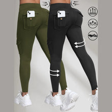 2PCS High Waist Lift Hip Pockets Woman Leggings Fitness Skinny Stretch Solid Color Sport Pants Daily Outdoors Running Leggings